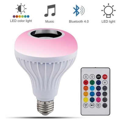 Akıllı LED Ampul 12W RGB, Bluetooth Hoparlör ve Uzaktan Kumanda, E27 Beyaz Işık – Müzik ve Aydınlatma
