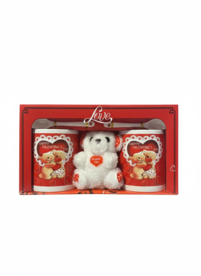 Aşkınızın En Tatlı Yudumu: Peluş Ayıcık Hediyeli İkili Çift Kupa Seti