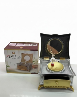 Balerinli Müzik Kutusu - Çekmeceli ve Aynalı Hediyelik Takı Kutusu