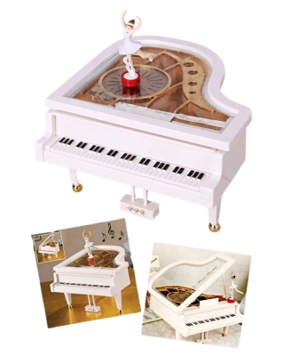 Balerinli Piyano Müzik Kutusu – Dönen Balerinli Dekoratif Piyano Şeklinde Müzik Kutusu | Nostaljik Hediyelik ve Dekor Ürünü