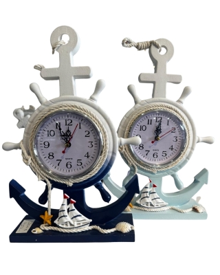 Çapa ve Dümen Tasarımlı Denizci Temalı Dekoratif Masa Saat