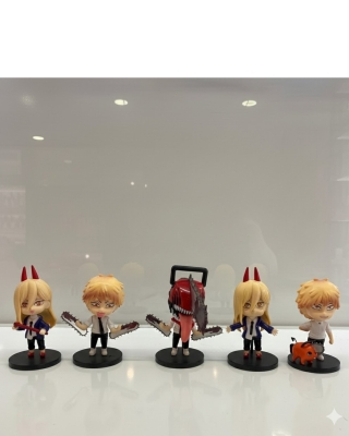 Chainsaw Man 5’li Koleksiyon Figür Seti - Denji, Power ve Pochita Aksiyon Serisi