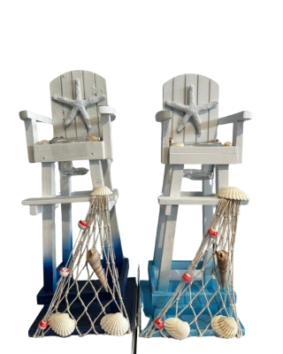 Deniz Yıldızı Figürlü Cankurtaran Kulesi Mumkluk ve Biblo - Marin Temalı Hediyelik Eşya