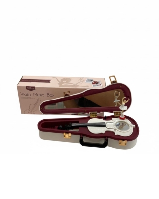 Keman Tasarımlı Müzik Kutusu - Balerinli ve Aynalı Takı Bölmeli Dekoratif Hediye