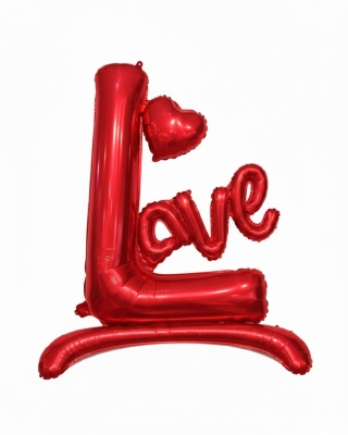 Kırmızı "Love" Yazılı Ayaklı Folyo Balon - Sevgililer Günü ve Parti Dekorasyonu