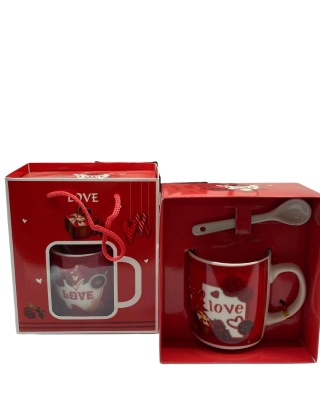 Özel Tasarım Çantalı Porselen Kupa Seti – Kaşıklı ve Hediye Kutulu