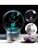 3D Geyik Figürlü Işıklı Kristal Küre Gece Lambası