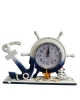 Denizci Temalı Çapa ve Dümen Tasarımlı Dekoratif Masa Saati - Marin Stil Hediyelik Obje